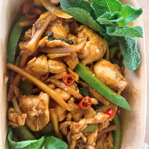 036 Gebratenes Poulet mit Thai-Basilikum 🌶🌶,👍